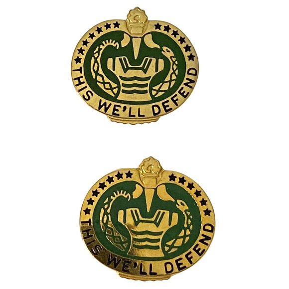 US Army Drill instructor pin bags green gold enamel pin This we'll defend - Picture 3 of 5
